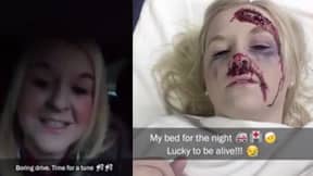 女人“ Snapchats自己的车祸”在震惊的新运动中，以使更安全的驾驶