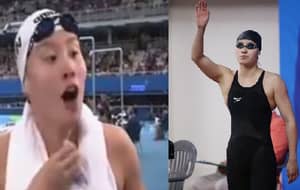 中国游泳者发现她赢得了主持人的铜牌