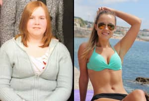 欺负她的大小的妇女在失去了她的体重后击中了互联网