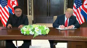 朝鲜无核化进程是唐纳德·特朗普（Donald Trump）和金正恩（Kim Jong）签名文件，以“迅速”开始