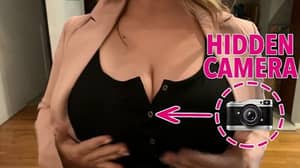 一名妇女秘密拍摄人们看她胸部的照片，以提高乳腺癌防治意识