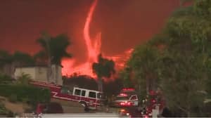 恐怖的镜头捕获了“魔鬼”火龙卷风在加利福尼亚