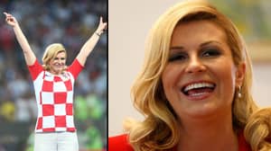 克罗地亚总统Kolinda Grabar-Kitarovic在世界杯上获胜
