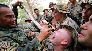 Peta说，军事训练练习士兵吃活血动物和饮料蛇血液可以引发新的大流行
