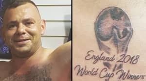 英格兰球迷把“英格兰2018世界杯冠军”纹在身上