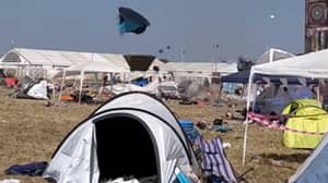 迷你龙卷风扫过德国音乐节，搭配帐篷