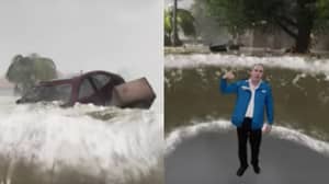 气象频道的令人难以置信的3D图形显示佛罗伦萨飓风可能有破坏性的影响