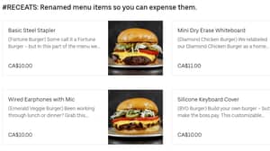 Burger Restaurant重命名菜单，所以您可以费用项目