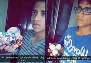 小伙子用一系列讽刺的snapchats记录了他的伤心欲绝