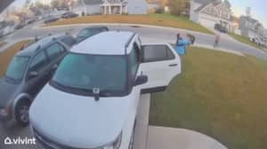 视频显示，一名男子为了保护妻子而击退山猫