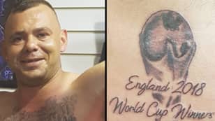 拥有“世界杯冠军”纹身的英格兰球迷在输给克罗地亚后说话