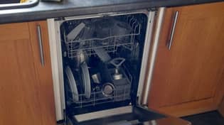 男人住在平面上两年的思维洗碗机是'假橱柜'