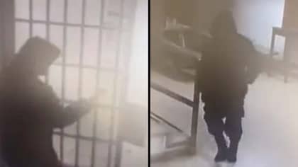 戏剧性的闭路电视录像显示，哥伦比亚毒品领主逃脱了高安全性监狱