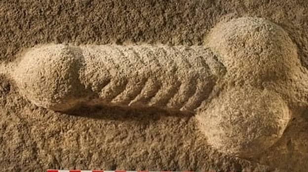 罗马遗址考古挖掘中发现的石雕阴茎