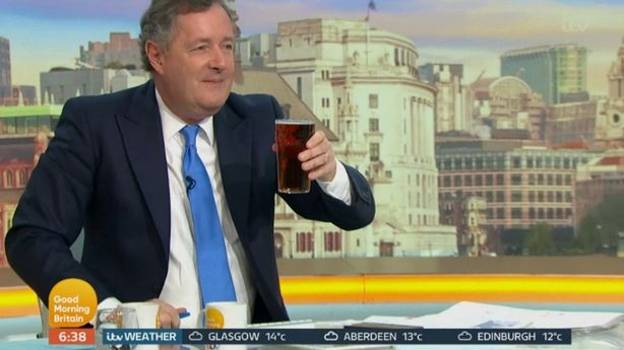 皮尔斯·摩根（Piers Morgan）在上午6.38遭到Ofcom投诉饮酒的投诉。