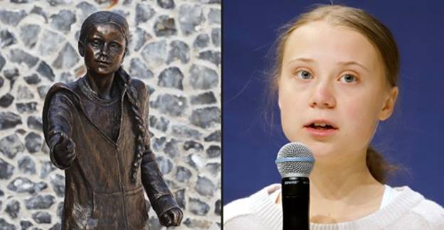 Greta Thunberg的生活大小雕像在英国大学揭幕
