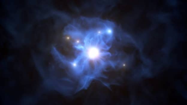 天文学家发现六个星系被困在超大的黑洞的引力网上