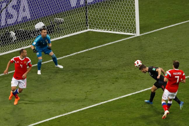 安德烈·克拉马里奇（AndrejKramarić）对阵世界杯主持人俄罗斯的进球。学分：PA