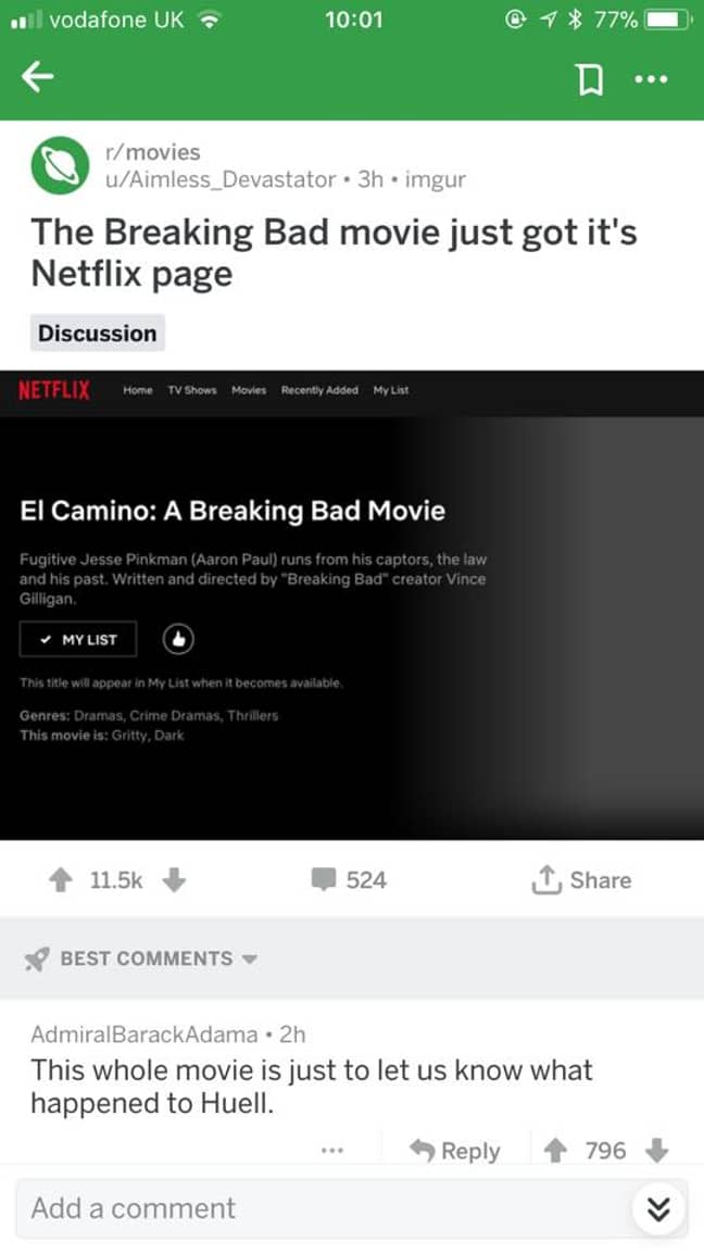 该页面似乎是由Netflix创建的，该页面出现在线。图片来源：reddit