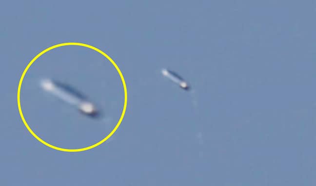 一个男人拍摄了他所说的是他家附近的不明飞行物。信用：肯尼迪新闻和媒体必威备用网“width=