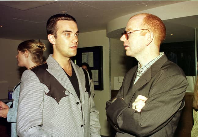 艾伦·麦吉（Alan McGee）和罗比·威廉姆斯（Robbie Williams）。学分：PA