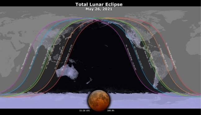 如何看血橙月亮2021（信用：NASA）