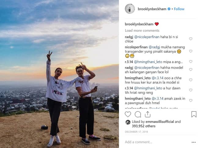 布鲁克林与新女友哈娜·克罗斯（Hana Cross）正式去了。学分：Instagram/Brooklynbeckham