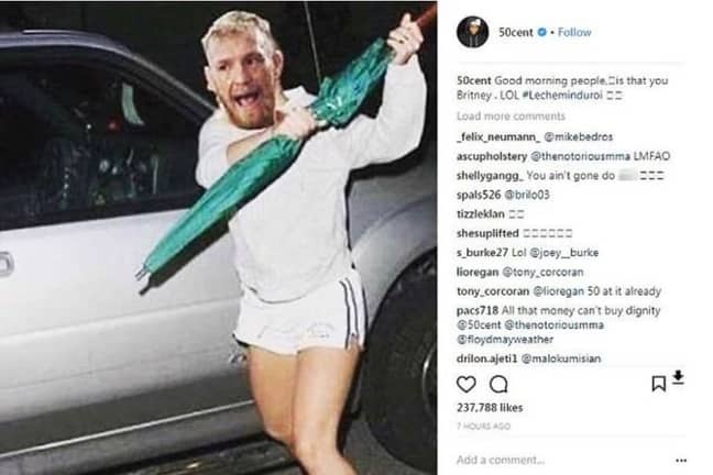 McGregor对Fiddy的帖子留下了深刻的印象。信用：Instagram.