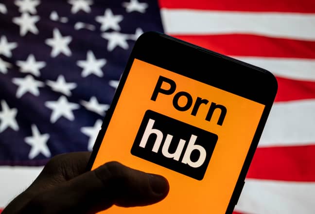 Pornhub，出于任何原因带有美国国旗。信用：PA