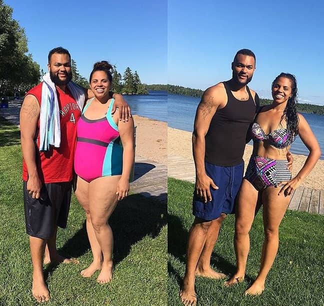 这对夫妇在家里锻炼身体，开始了他们的旅程。图片来源：Instagram/jasminelosingit