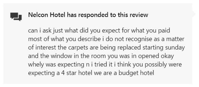 酒店评论回复