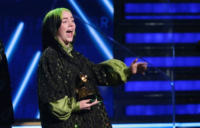 比利·埃里什（Billie Eilish）宣布她赢得了年度专辑奖时，大喊“ nooo”。信用：PA“width=