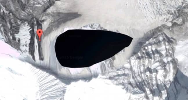 Google Earth上的Kangtega山顶。信用：Google
