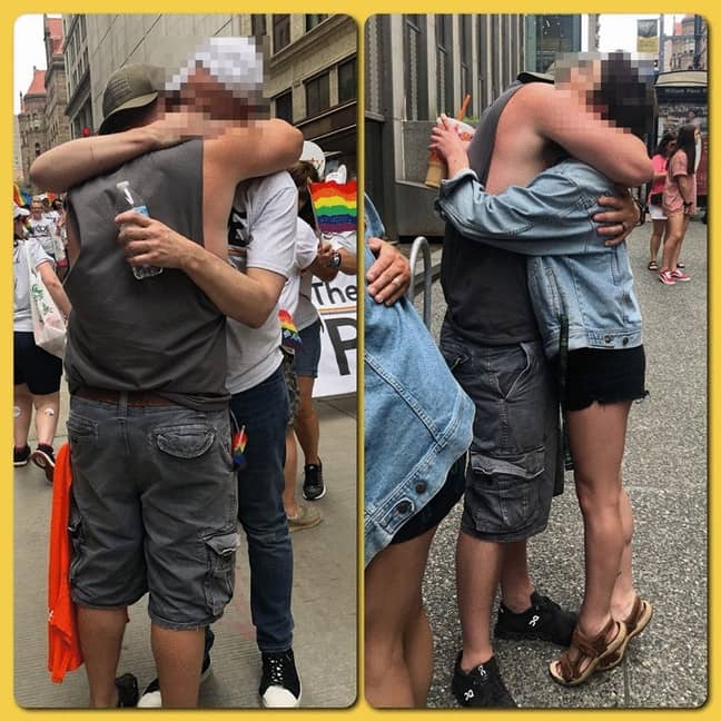两个人收到两个拥抱。信用：Howie Dittman / Facebook
