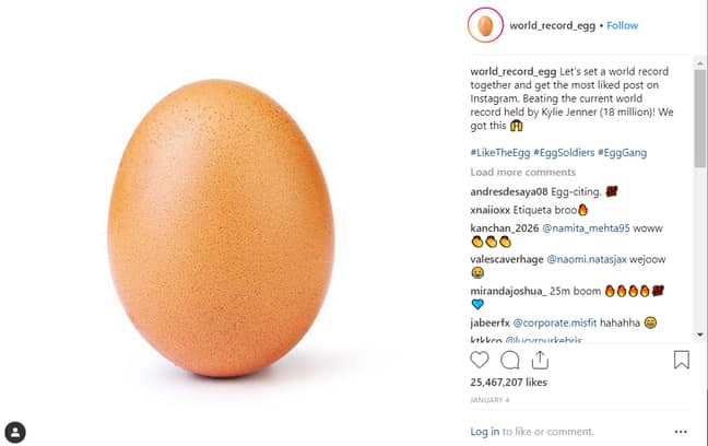 这是一个非常受欢迎的鸡蛋。学分：instagram/@world_record_egg“width=