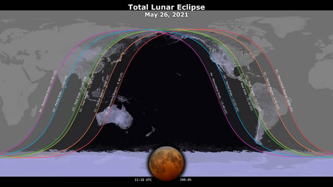 血橙月亮2021'信贷：NASA
