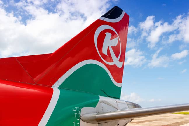 肯尼亚航空公司飞机的尾巴。信用：PA