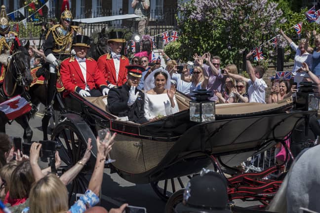 Meghan和Harry在2018年皇家婚礼之后。信用：PA