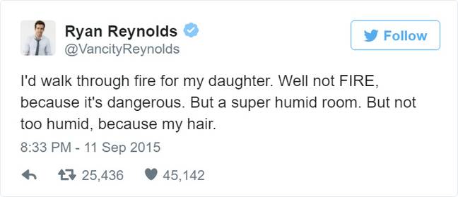学分：Twitter/Ryan Reynolds