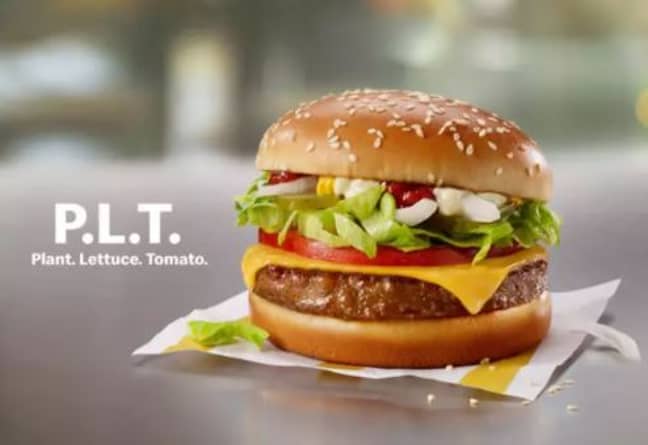 Maccies最近宣布正在测试一个植物性汉堡。信用：麦当劳“width=