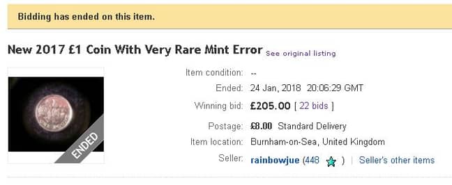 eBay上有205英镑的“错误”硬币售价为205英镑。信用：eBay