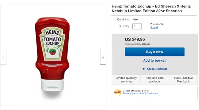 eBay卖家试图鞭打价格过高的番茄酱信用：eBay“width=