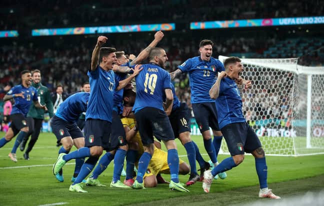 意大利庆祝他们的胜利。信用：PA