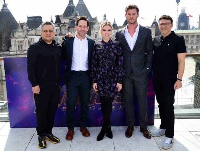 乔·鲁索（Joe Russo），保罗·鲁德（Paul Rudd），斯嘉丽·约翰逊（Scarlett Johansson），克里斯·海姆斯沃斯（Chris Hemsworth）和安东尼·鲁索（Anthony Russo）。信用：PA