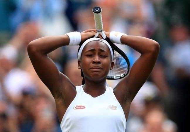Cori Gauff在Wimbledon锦标赛之一时庆祝她对Venus Williams的胜利。信用：PA