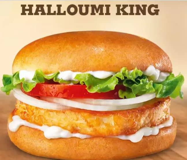 去年，他们推出了Halloumi汉堡。信用：汉堡王“width=