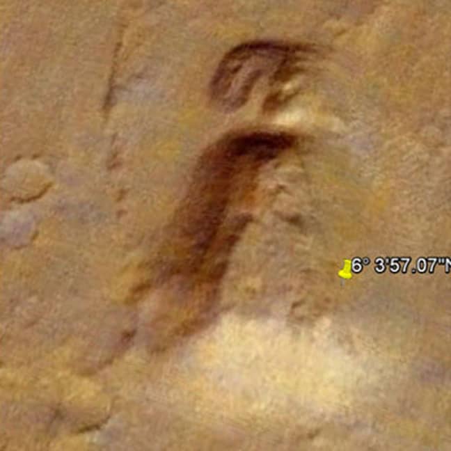 Google火星​​上的外星人形状。信用：Google Earth