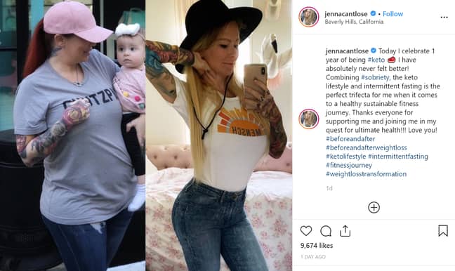 珍娜·詹姆森（Jenna Jameson）在Instagram上透露了酮饮食一年的结果。学分：Instagram/Jenna Jameson