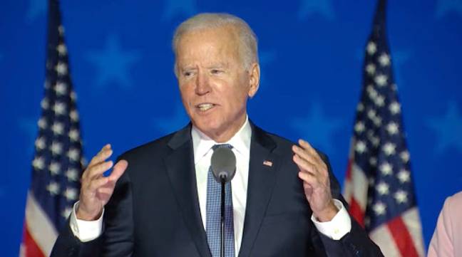 民主党候选人Joe Biden在选举之夜解决了国家（信贷：PA）