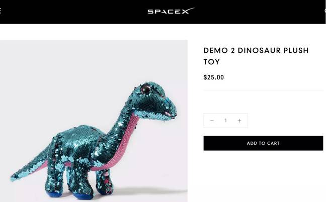 玩具很快就从网站上消失了。信用：Spacex.